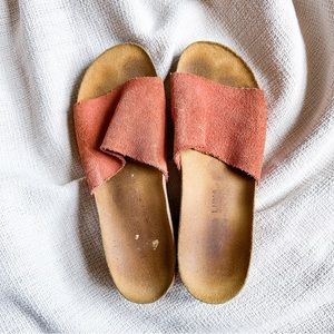 Italian Leather Heeled Slide Sandals